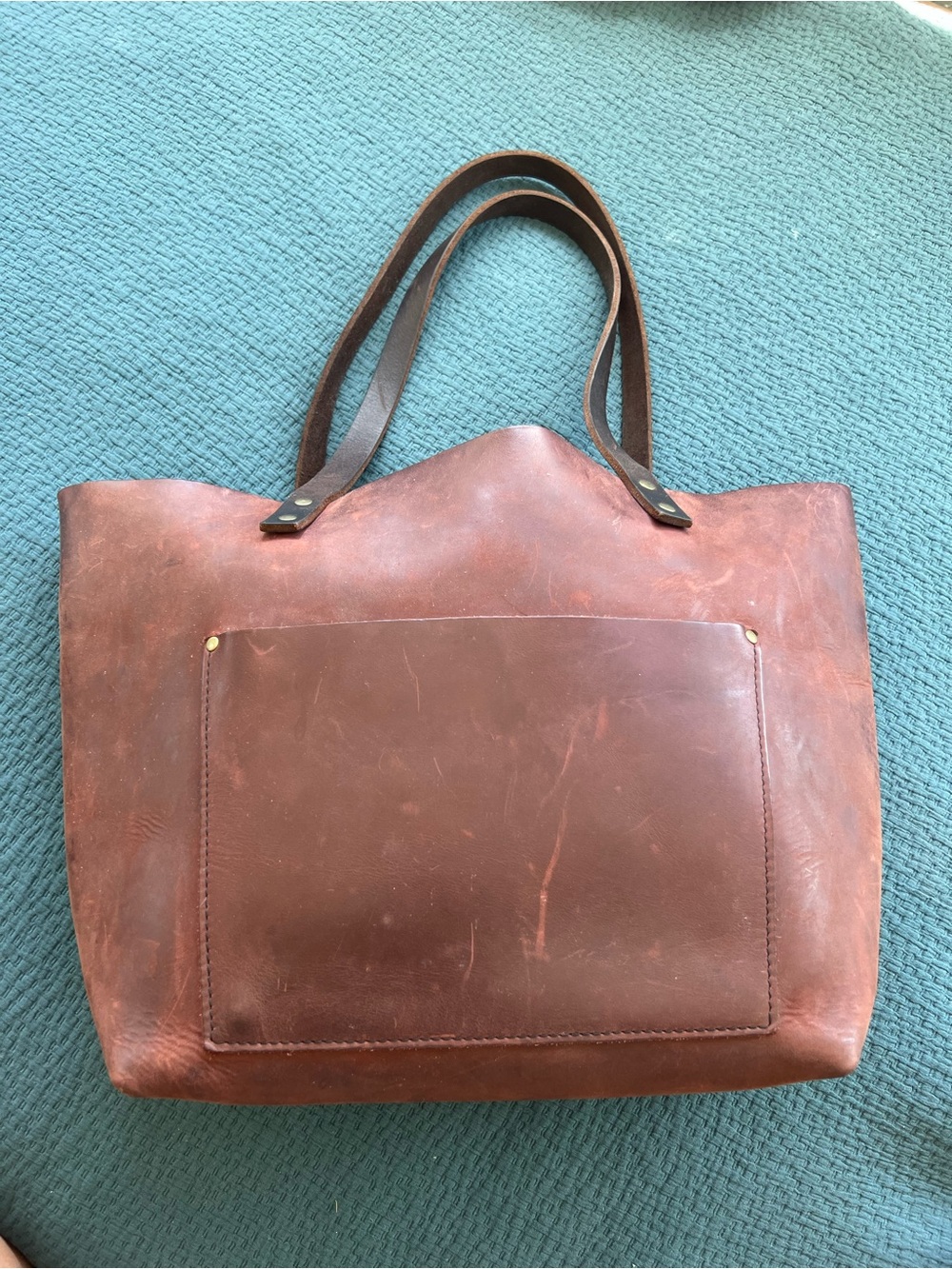 Classic Brown and Maroon Portland Leather Tote Bag